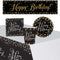 Gold Celebration Happy Birthday Tableware Party Pack - For 8 People with FREE Banner!