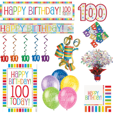 100th Rainbow Birthday Decoration Pack