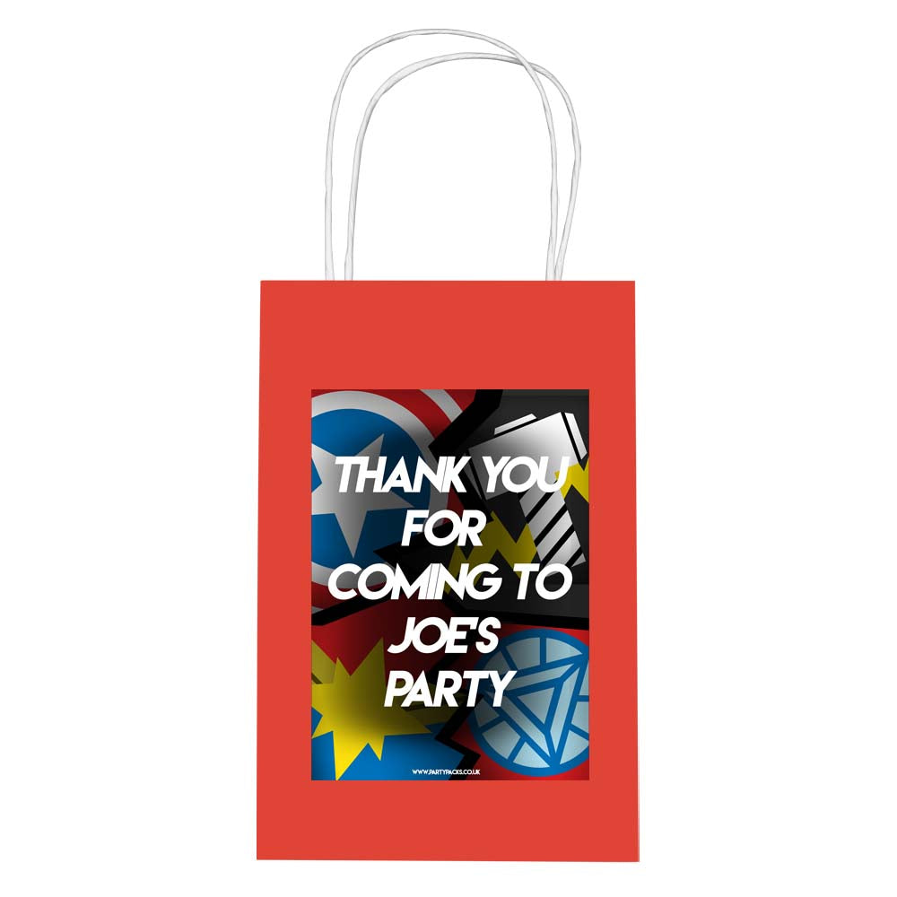 Superheroes Assemble Personalised Paper Party Bags - Pack of 12