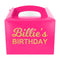 Personalised Party Boxes Pink with Gold Text - 2 Lines - Pack of 4