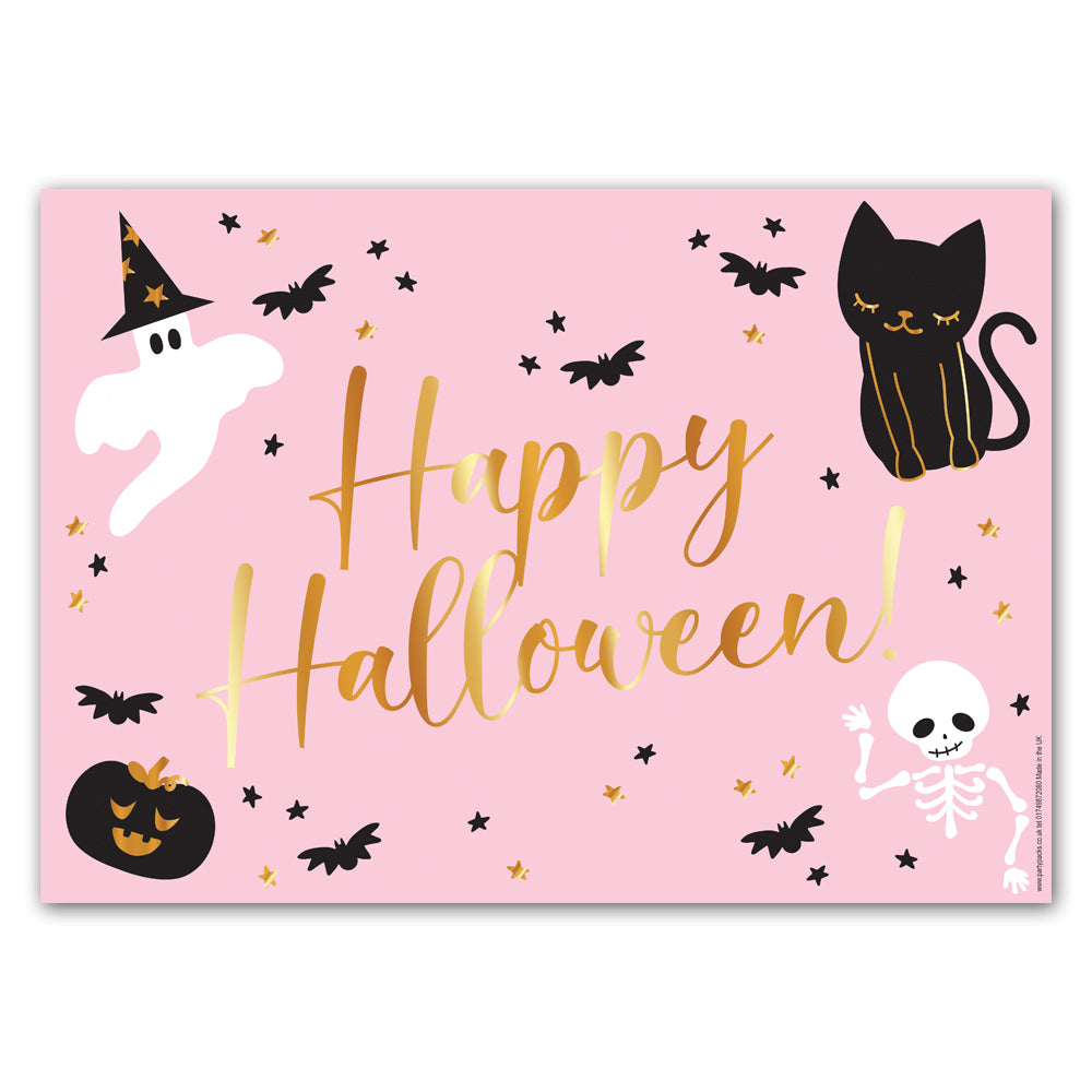 Pink Halloween 'Happy Halloween' Poster Decoration - A3