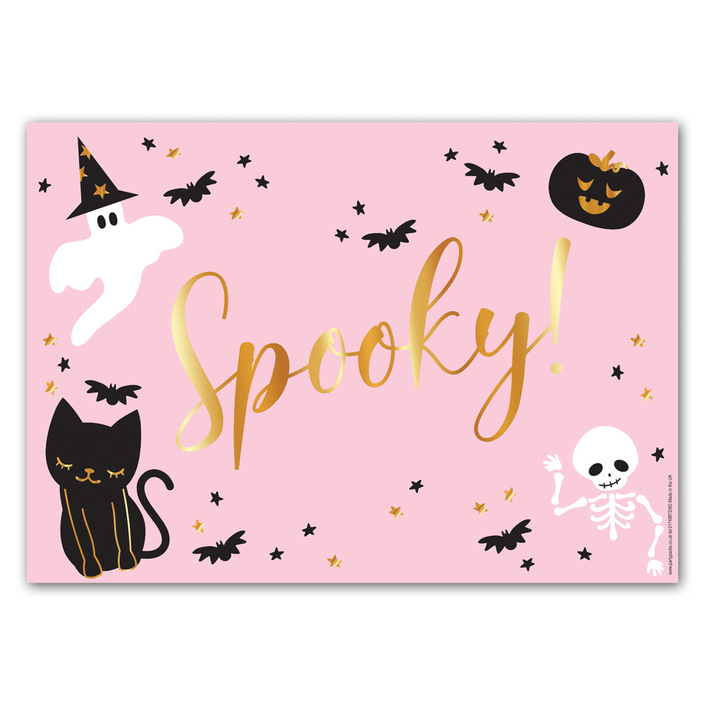 Pink Halloween 'Spooky' Poster Decoration - A3