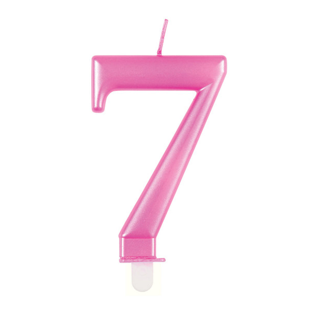 Pink Metallic Number 7 Candle