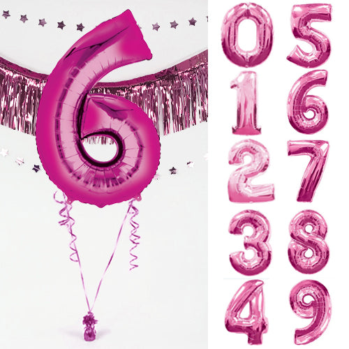 Inflated Single Number Pink Giant 35" Balloon in a Box - Choose Your Number
