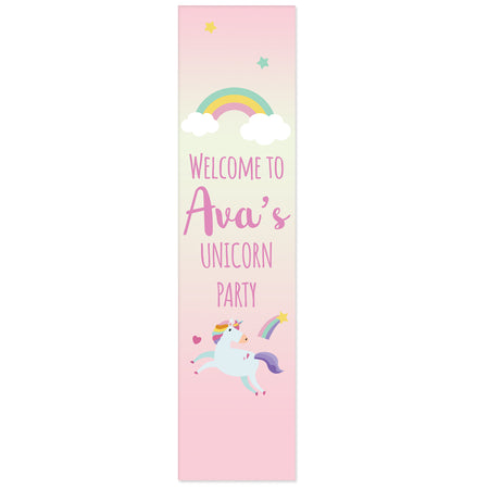 Pink Unicorn Portrait Personalised Banner - 1.2m