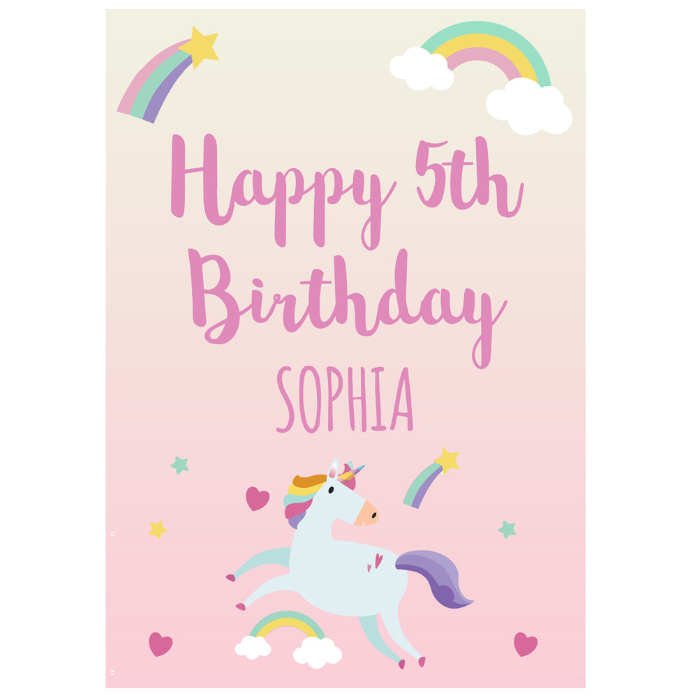 Pink Unicorn Personalised Poster - A3