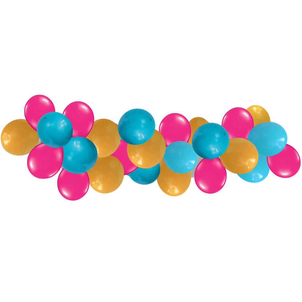 Pink, Turquoise and Orange Balloon Arch Kit - 2.5m