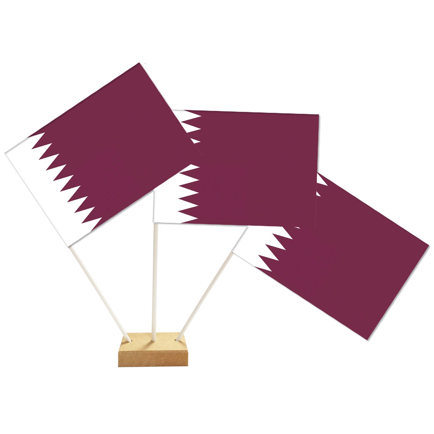 Qatar Paper Table Flag - 15cm on 30cm Pole