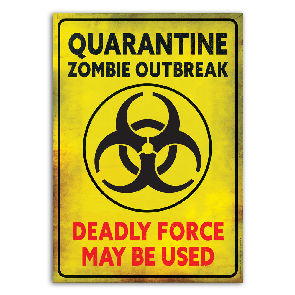 Quarantine Zombie Outbreak Sign Halloween Poster Decoration - A3