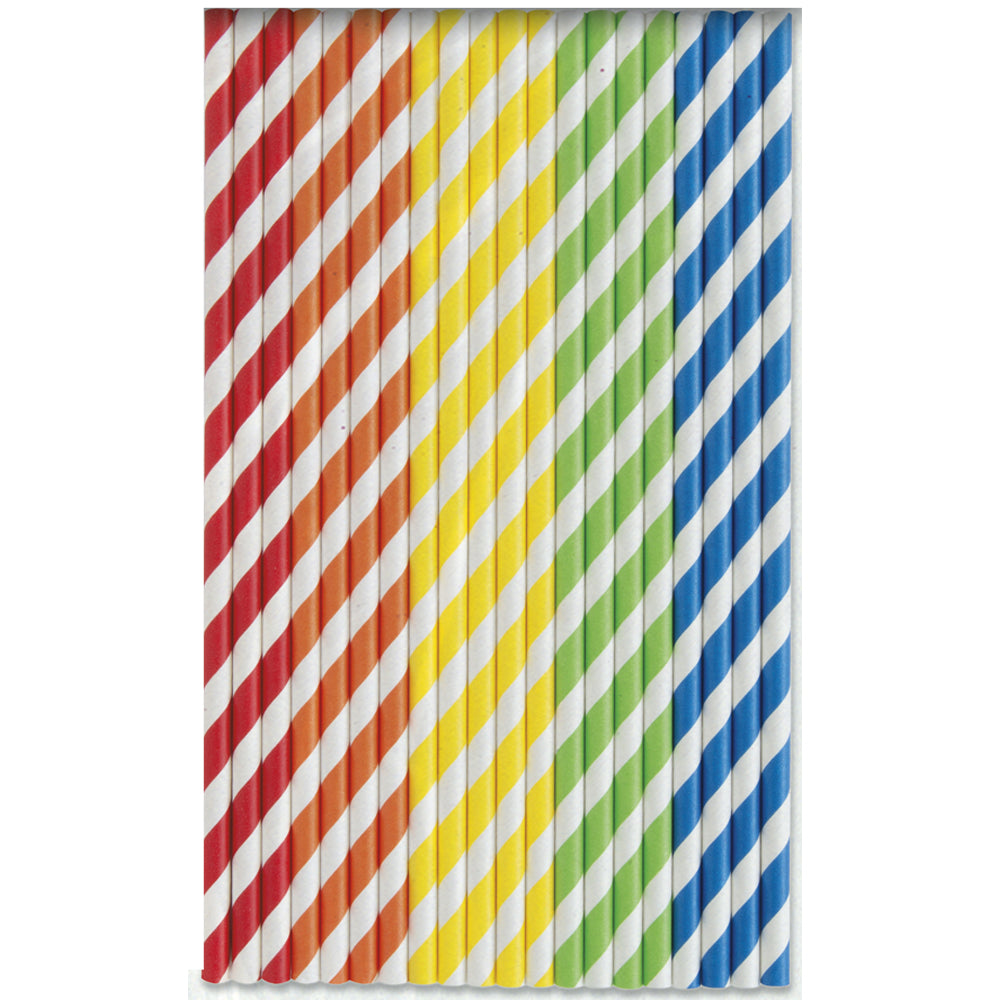 Assorted Colour Stripe Paper Straws - Pack of 40