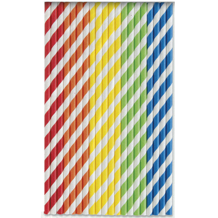 Assorted Colour Stripe Paper Straws - Pack of 40