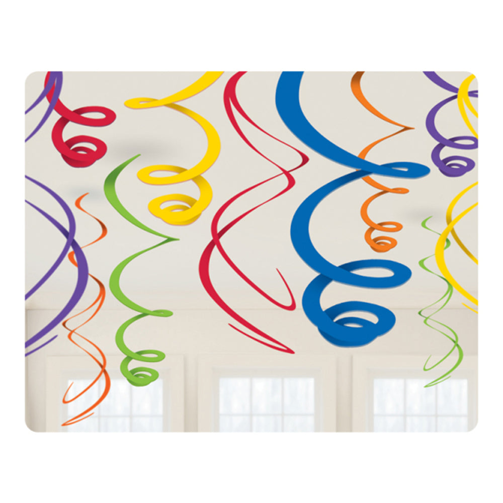Rainbow Hanging Swirls Decorations - Pack of 12