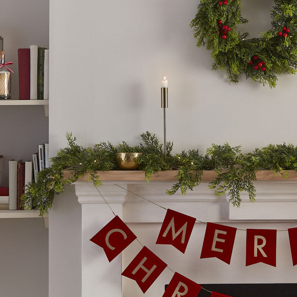 Cedar Pine Foliage Christmas Garland with Lights