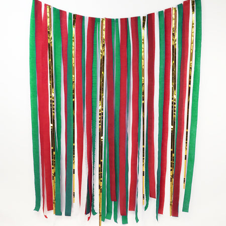 Red, Green and Gold Christmas Streamer Backdrop Kit