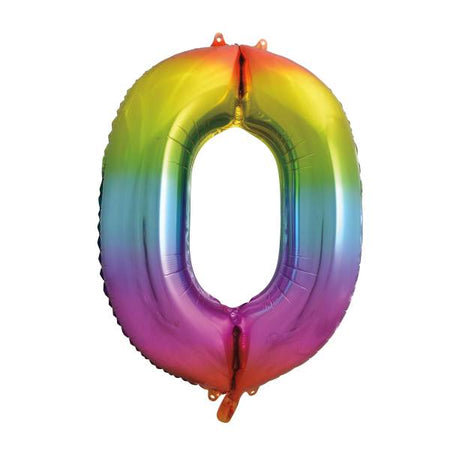 Rainbow Number 0 Foil Balloon - 34
