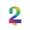 Rainbow Metallic Number 2 Candle - 6cm