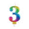 Rainbow Metallic Number 3 Candle - 6cm