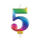 Rainbow Metallic Number 5 Candle - 6cm