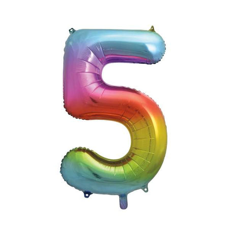 Rainbow Number 5 Foil Balloon - 34