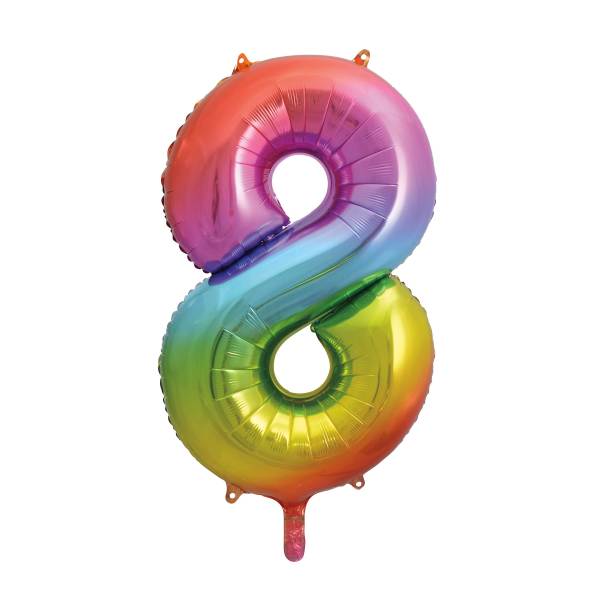 Rainbow Number 8 Foil Balloon - 34"