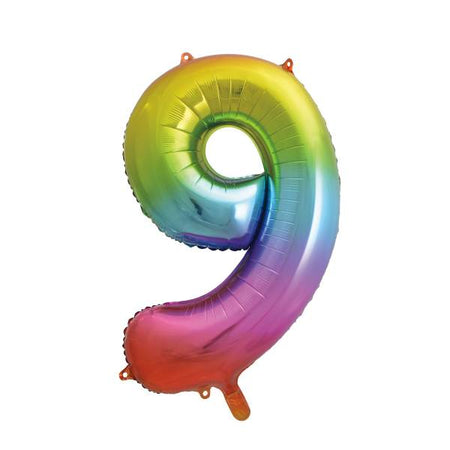 Rainbow Number 9 Foil Balloon - 34