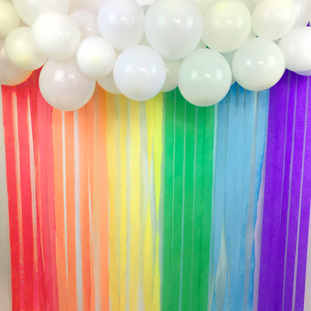 Bright Rainbow Balloon and Streamer Backdrop Kit – Party Packs