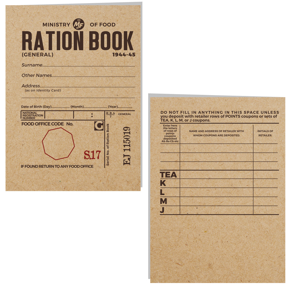 WW2 Ration Book Menu Cards - Pack of 16