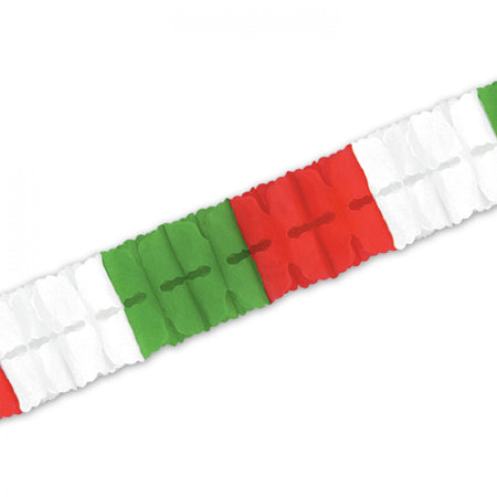 Red, White & Green Tissue Paper Garland - 4m