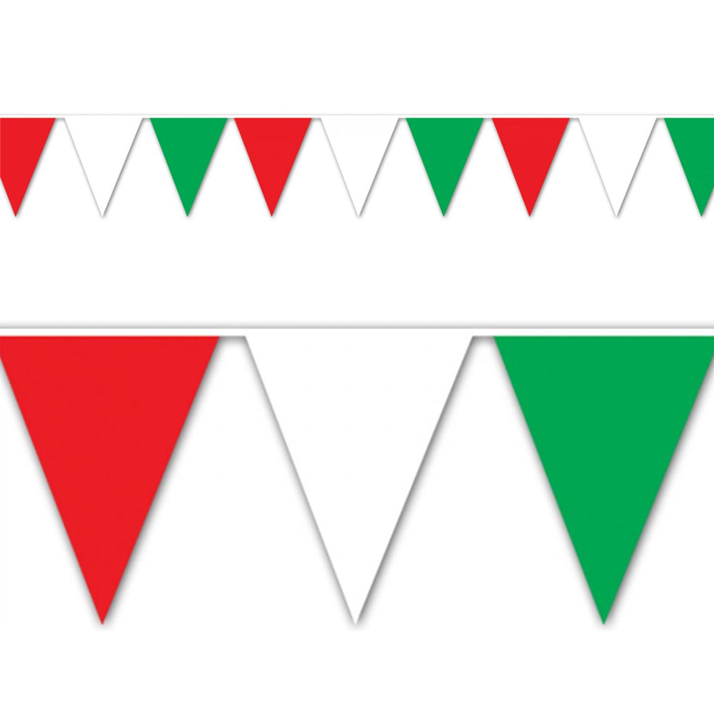 Red, White & Green Outdoor Bunting -  30ft (10m)