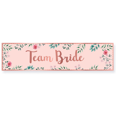 Team Bride Rose Gold Floral Hen Party Banner - 1.2m