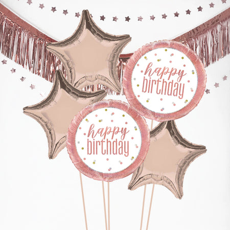 Inflated Rose Gold Birthday Glitz Balloon Bundle in a Box