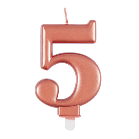 Rose Gold Metallic Number 5 Candle