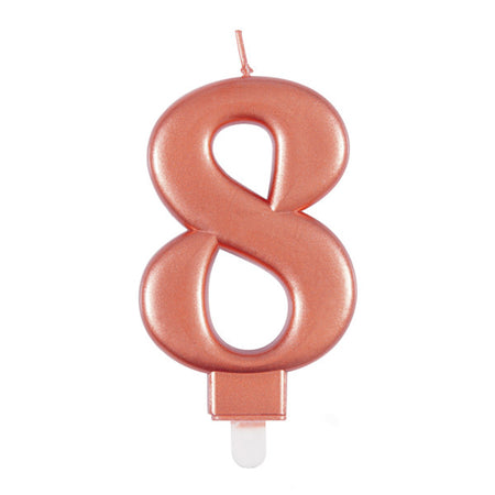 Rose Gold Metallic Number 8 Candle