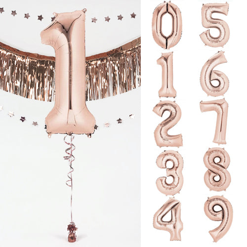 Inflated Single Number Rose Gold Giant 35" Balloon in a Box - Choose Your Number