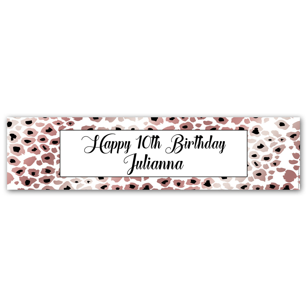 Rose Gold Leopard Print Personalised Banner - 1.2m