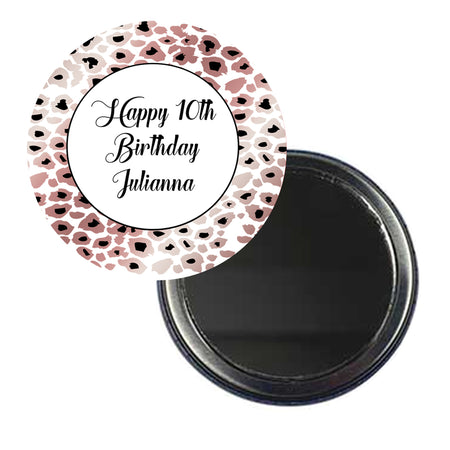 Personalised Pocket Mirror - Rose Gold Leopard Print