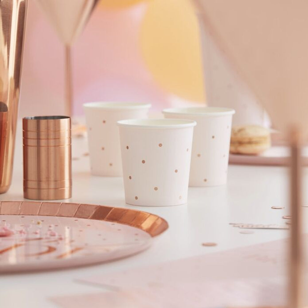 Rose Gold Spotty Paper Shot Cups - 4oz - Pack of 10