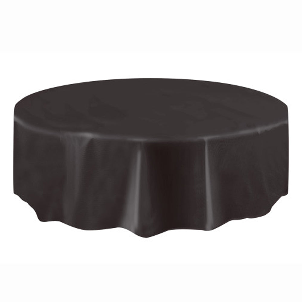 Black Round Plastic Tablecloth - 2.13m