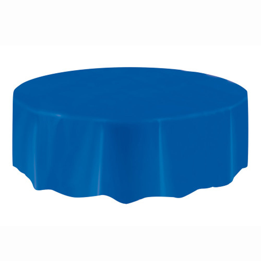 Royal Blue Round Plastic Tablecloth  2.13m