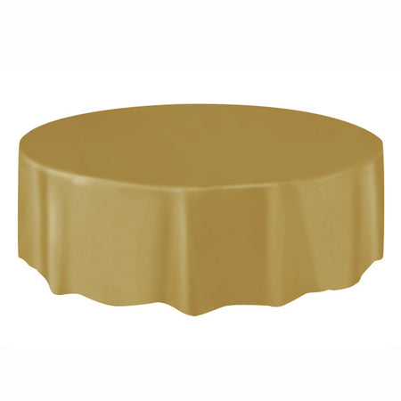 Gold Round Plastic Tablecloth 2.13m