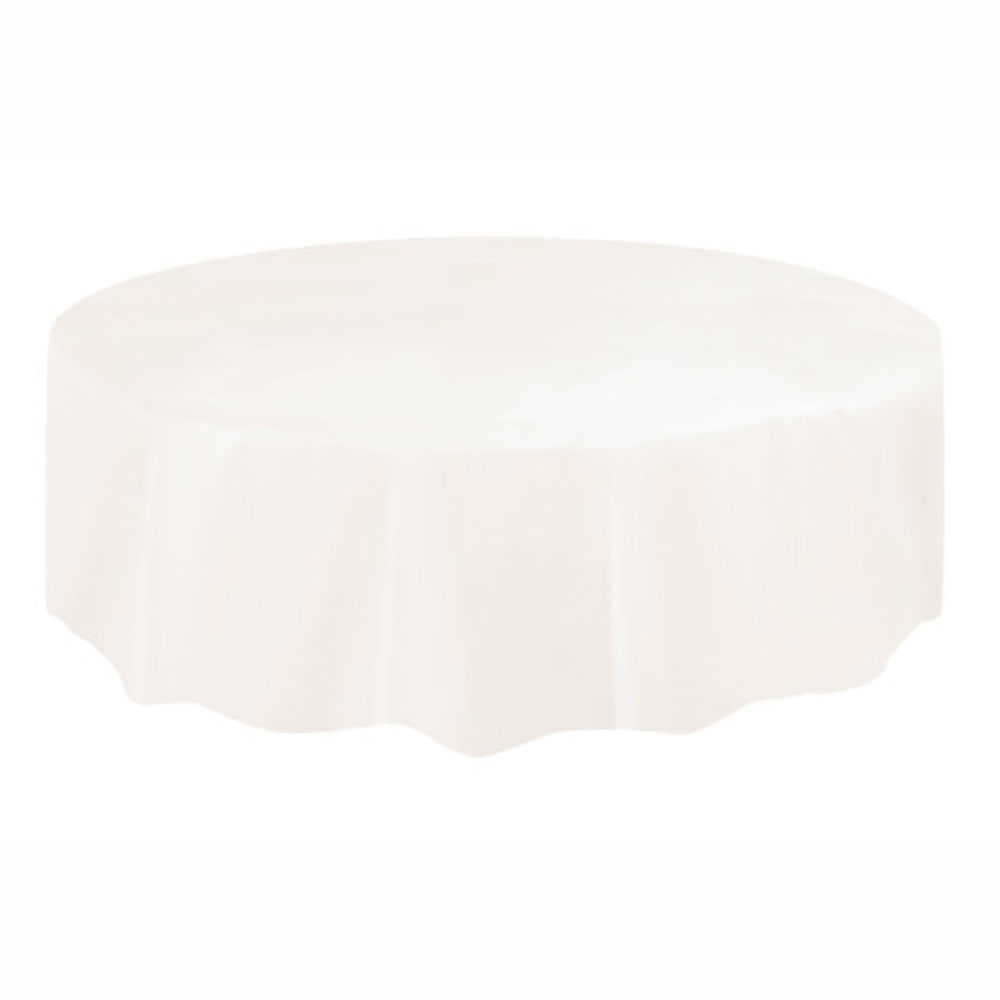 Ivory (Vanilla Cream) Round Plastic Tablecloth 2.13m