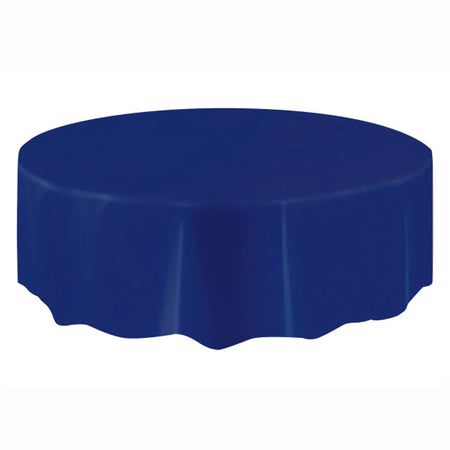 Navy Blue Round Plastic Tablecloth 2.1m