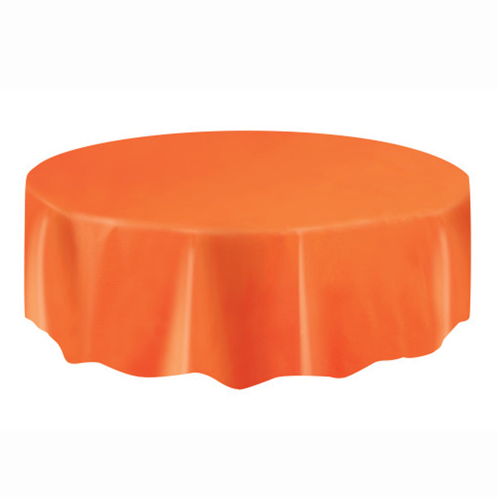 Orange Round Plastic Tablecloth - 2.13m