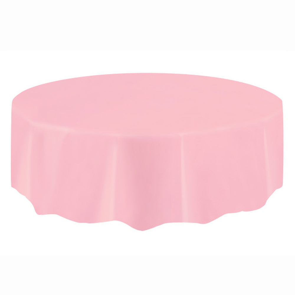 Pink Round Plastic Tablecloth 2.13m