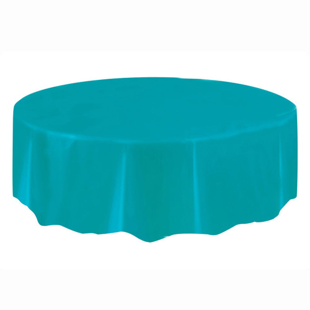 Turquoise Round Plastic Tablecloth 2.13m