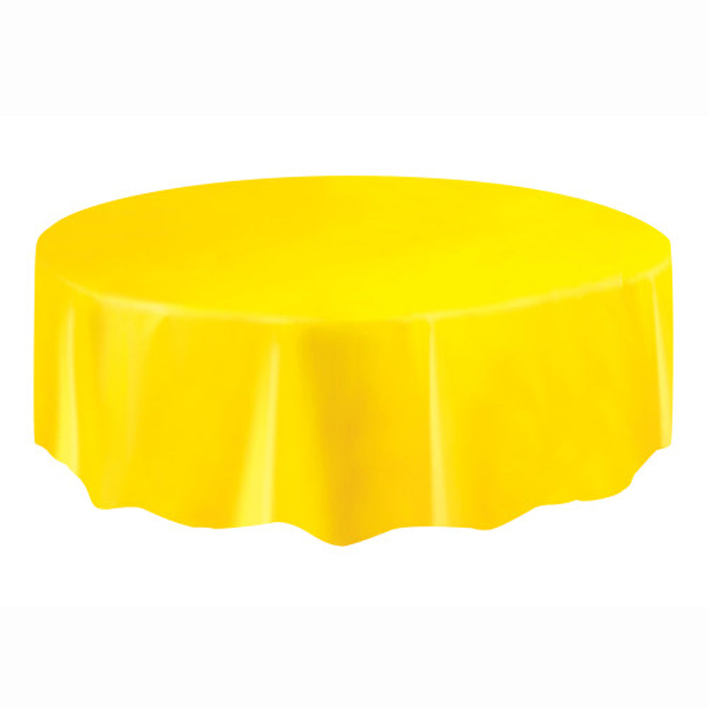 Yellow Round Plastic Tablecloth 2.13m