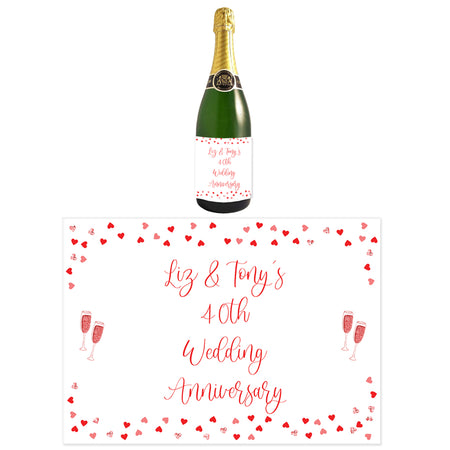 40th Ruby Anniversary Personalised Wine Bottle Labels - Pack of 4