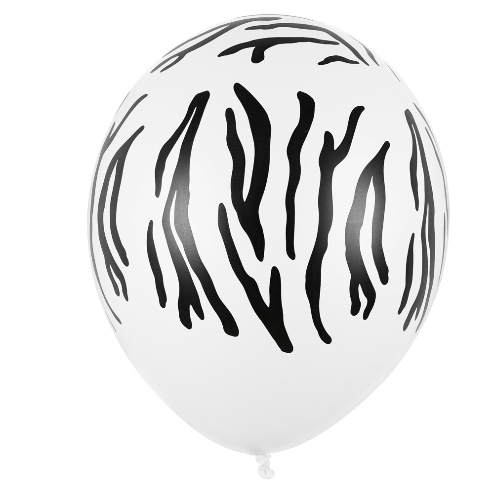 White Zebra Print Latex Balloons - 11" - Pack of 10