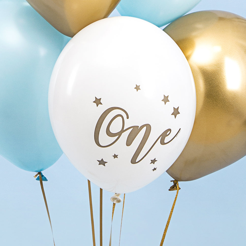 White 'One' 1st Birthday Latex Balloons - 11" - Pack of 10