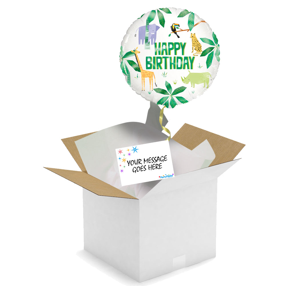 Send a Balloon - 18" - Jungle Animal Safari Happy Birthday